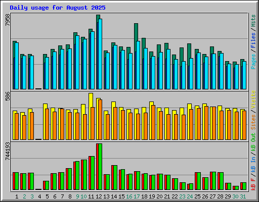 Daily usage for August 2025